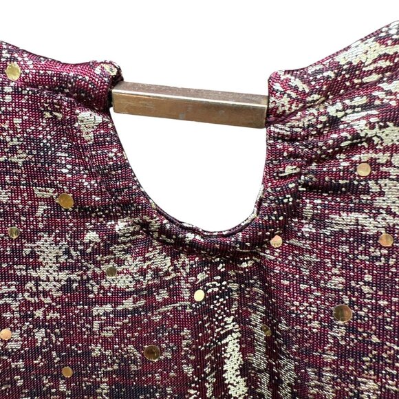 Salon Studio Metallic Top Plus Size 3X Red Gold Womens Stretch Tunic Holiday - Picture 5 of 8